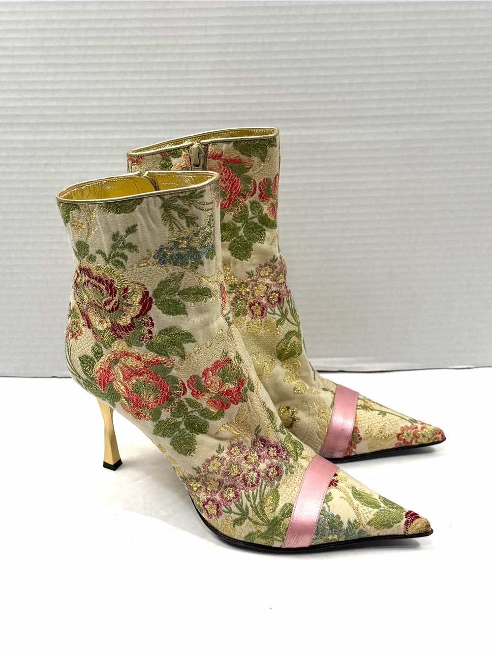 Casadei Floral Jacquard Boots Sz 9